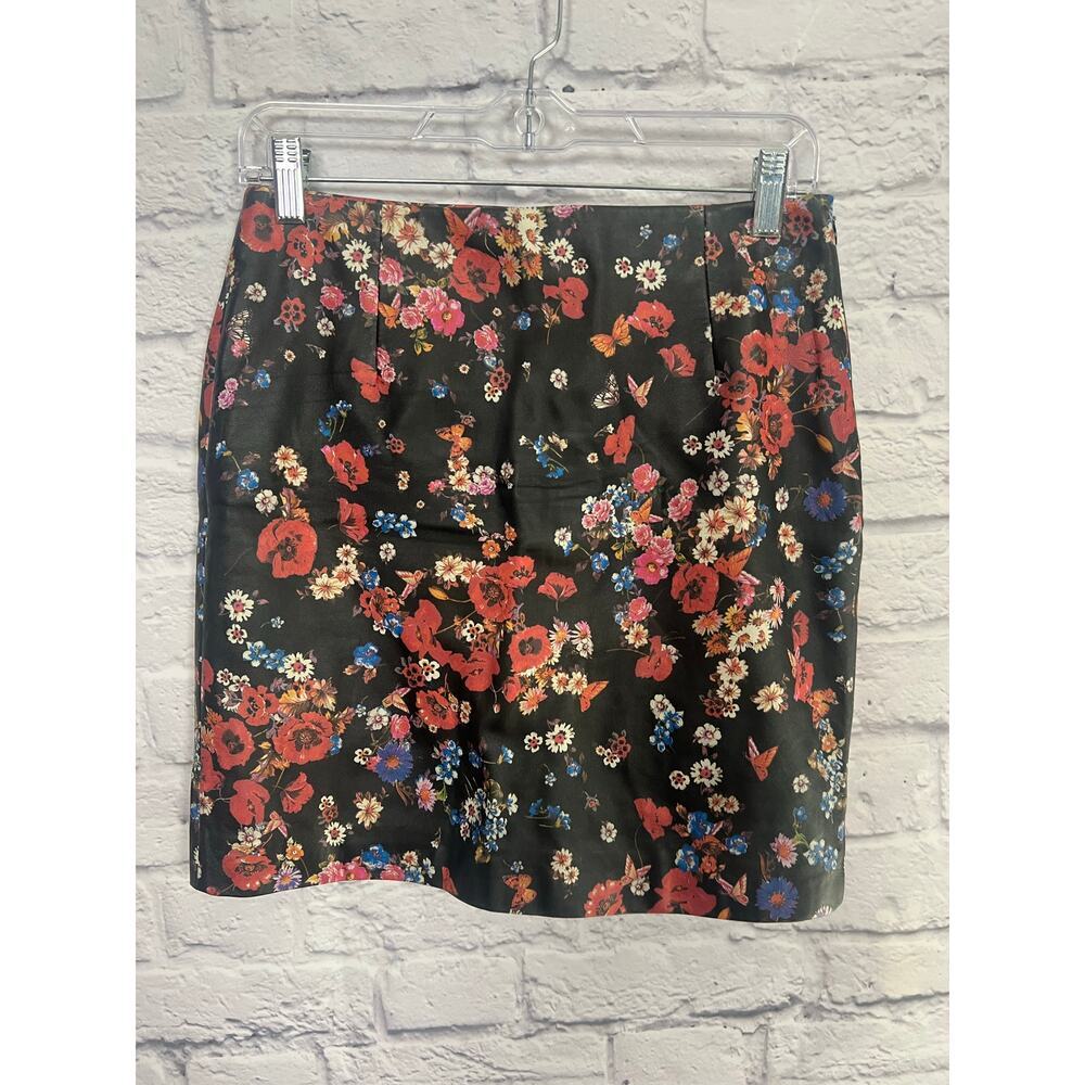 The Kooples Lamb Leather Floral Skirt - Size 36 - As Seen on TV